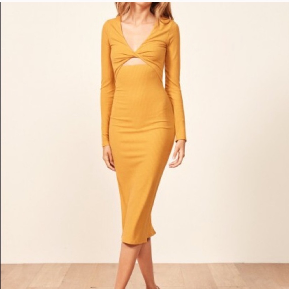 Sunshine yellow Polina dress Reformation xs